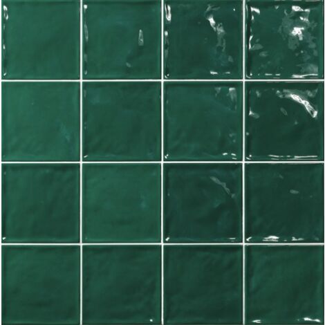 Carrelage Zellige Pompei vert Brillant 15x15 cm