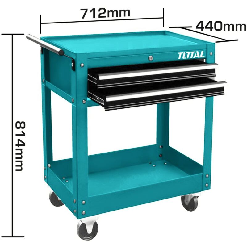 Image of Carrello 2 ripiani piani cassetti officina porta attrezzi utensili ruote 201