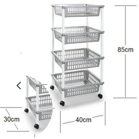 Carrello 4 ripiani in plastica