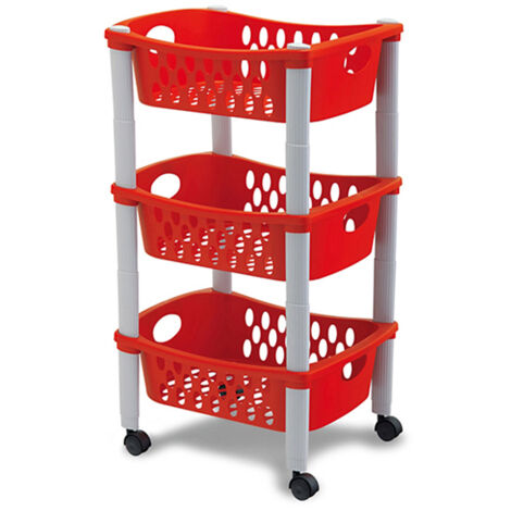 Carrello a tre piani otello rosso Stefanplast