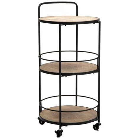Carrello Arex 40x41,5x82 cm in Ferro e MDF Nero e Marrone