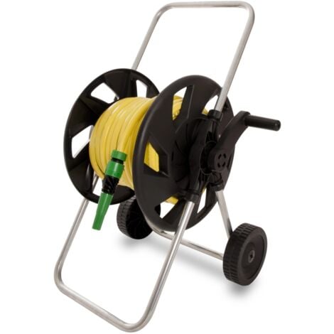 carrello avvolgitubo "drop 60 plus" in acciaio con bobina tubo e kit irrigazione