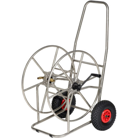 Carrello Avvolgitubo Manuale con Ruote 110 mt Tubo Ø3/4” in Acciaio Inox Agrati