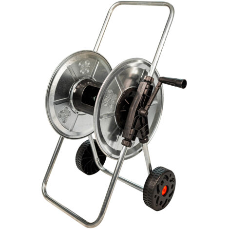Carrello Avvolgitubo Manuale con Ruote 50 mt Tubo Ø1/2” in Acciaio Zincato Grigio Agrati