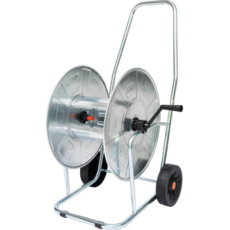 Carrello Avvolgitubo Manuale con Ruote 80 mt Tubo Ø3/4” in Acciaio Zincato Grigio Agrati