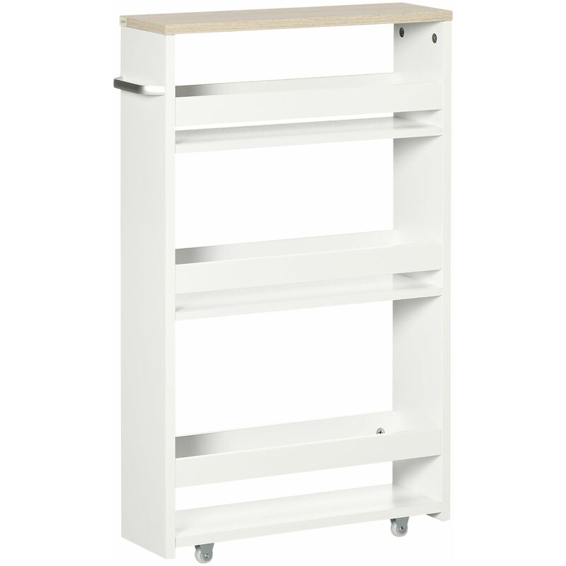 Carrello Bagno Salvaspazio A 3 Ripiani 48x15x80 Cm Con Rotelle E Ma...