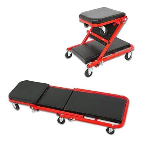 Carrello/Carrellino/Lettino sottoauto 2 in 1 Sgabello da Officina Lettino Riparazioni Max 150 kg per Meccanico/Officina con materassino e poggia Testa