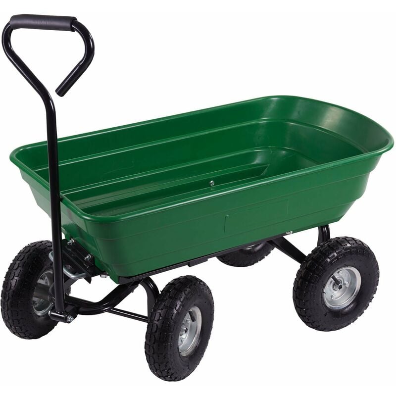 Brixo - Carrello carriola ribaltabile portata 250 Kg da giardino 4 ruote Green Trolley