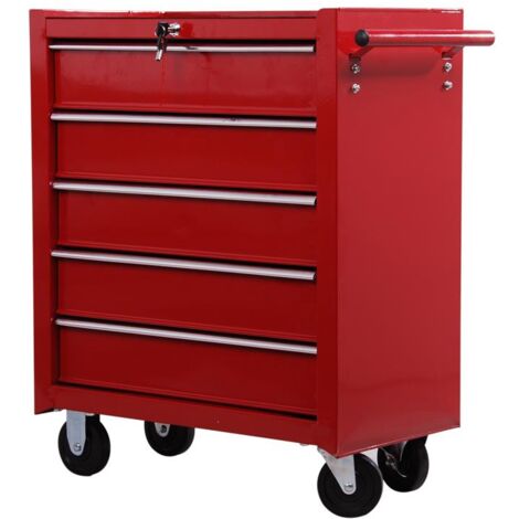 CARRELLO CASSETTIERA PORTA UTENSILI PER OFFICINA. ROSSO. 67.5X33X77CM