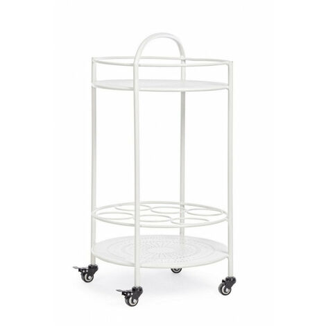 Carrello con Porta Bottiglie Burton Bianco in Metallo