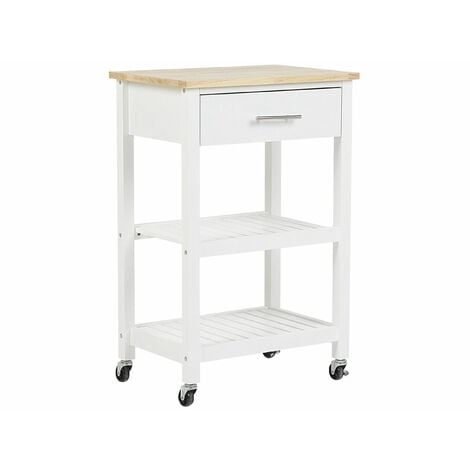 BELIANI Carrello cucina bianco legno di pino e mdf Hiuma