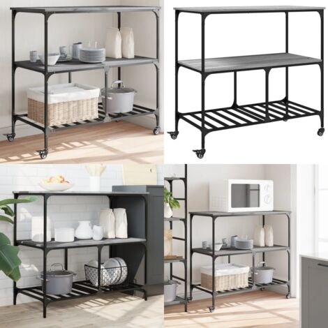 Carrello Cucina Grigio Sonoma 100x50x95 cm in Legno Multistrato - Carrello organizzatore - Carrello da cucina in legno