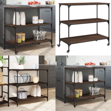 Carrello Cucina Rovere Marrone 102x50x95 cm Legno Multistrato - Carrello da cucina in legno - Carrello da cucina marrone