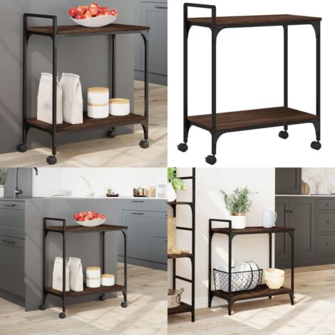 Carrello Cucina Rovere Marrone 60,5x31x72,5cm Legno Multistrato - Carrello organizzatore - Carrello da cucina in legno