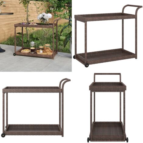 Carrello da Bar Marrone 100x45x83 cm in Polyrattan - Carrello da cucina - Carrello da patio
