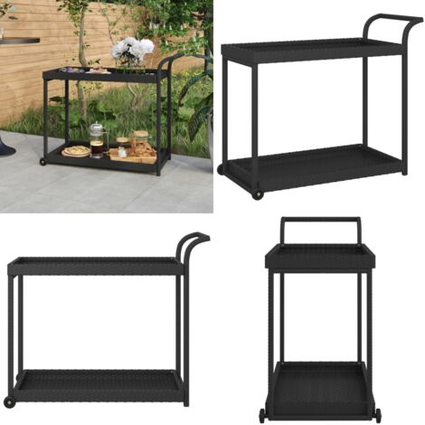 Carrello da Bar Nero 100x45x83 cm in Polyrattan - Carrello da cucina - Carrello da patio