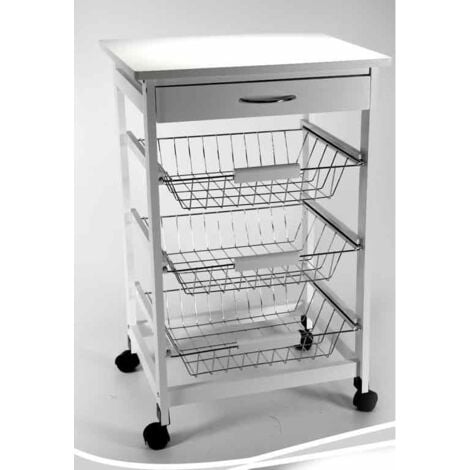 CARRELLO DA CUCINA 47 X 37 X H 76 CM COLORE BIANCO