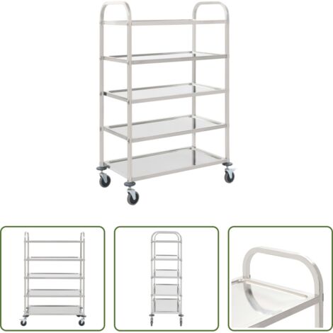 Carrello da cucina 5 livelli -  Carrello da Cucina a 5 Livelli 107x55x147 cm in Acciaio Inox