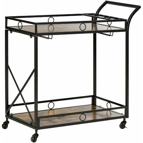 Carrello da Cucina 79,5x38x80 cm in Stile Industriale Marrone Rustico