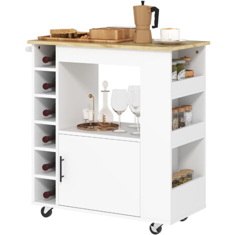 Carrello da Cucina 83x40x83 cm Armadietto e Portabottiglie Rovere