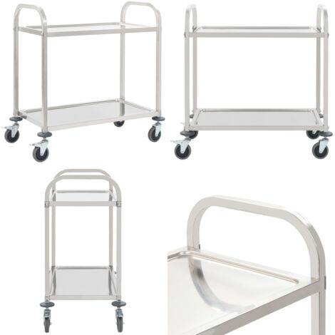 Carrello da Cucina a 2 Livelli 96,5x55x90 cm in Acciaio Inox - Carrello da cucina - Carrello da cucina in acciaio inossidabile