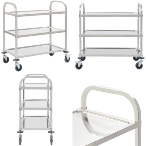 Carrello da Cucina a 3 Livelli 95x45x83,5 cm in Acciaio Inox - Carrello da cucina - Carrello da cucina in acciaio inossidabile