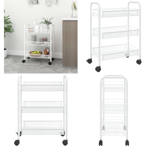 Carrello da Cucina con 3 Ripiani Bianco 46x26x64 cm in Ferro - Carrello per casa - Carrello salvaspazio