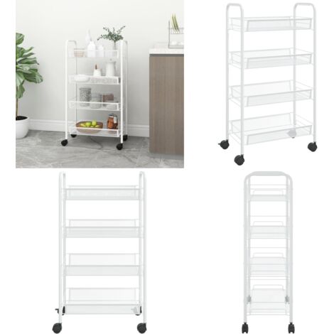 Carrello da Cucina con 4 Ripiani Bianco 46x26x64 cm in Ferro - Carrello per casa - Carrello per ufficio