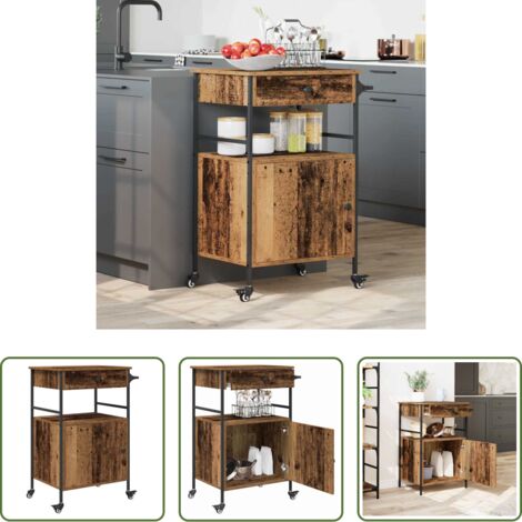 Carrello da cucina con ruote -  Carrello da Cucina Legno vecchio 56 x 43 x 89,5 cm