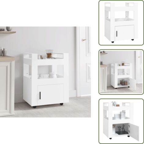 Carrello da cucina con ruote - vidaXL Carrello da Cucina Bianco 60x45x80 cm in Legno Multistrato - Carrello da cucina per verdure
