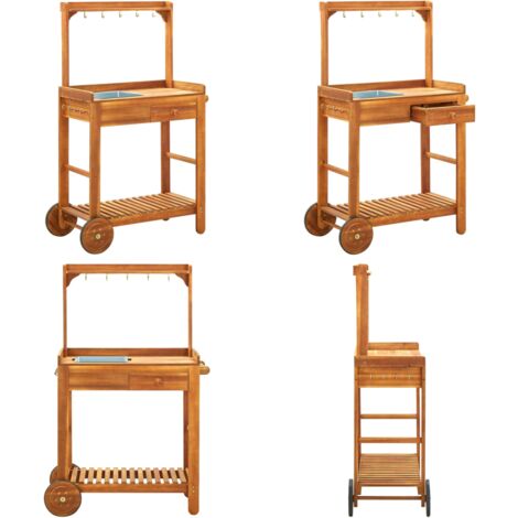 Carrello da Cucina da Giardino in Acacia 92x43,5x141,5 cm - Carrello da giardino - Carrello in acacia