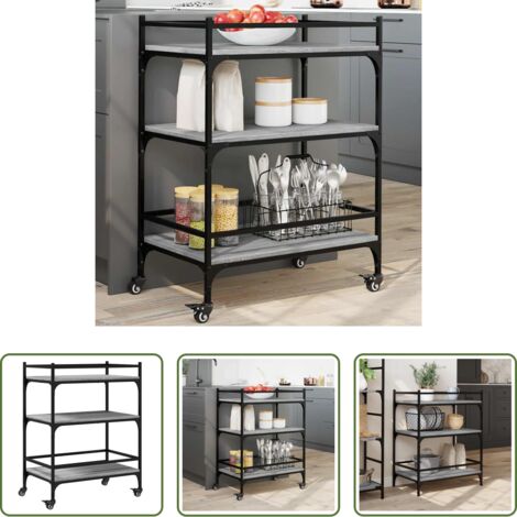 Carrello da cucina grigio -  Carrello da Cucina Grigio Sonoma 65x40x86,5cm Legno Multistrato
