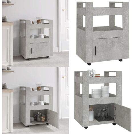 Carrello da Cucina Grigio cemento 60x45x80 cm Legno Multistrato - Carrello da cucina grigio cemento - Carrello da cucina in legno