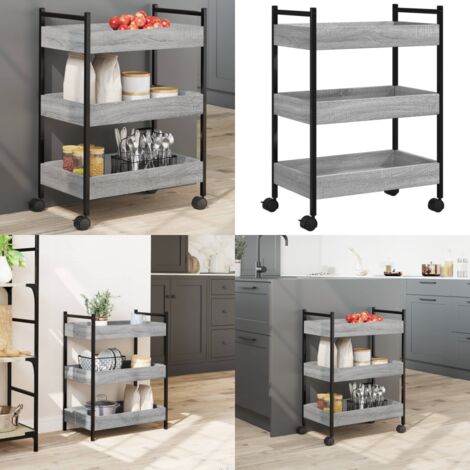 Carrello da Cucina Grigio Sonoma 50x30x70 cm Legno Multistrato - Carrello da cucina grigio - Carrello da cucina in legno