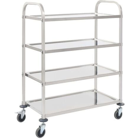 Carrello da Cucina in Acciaio Inox Argento con Ruote vari dimensioni dimensioni : 107 x 55 x 125 cm