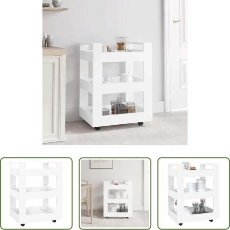 Carrello da cucina in legno -  Carrello da Cucina Bianco 60x45x80 cm in Legno Multistrato