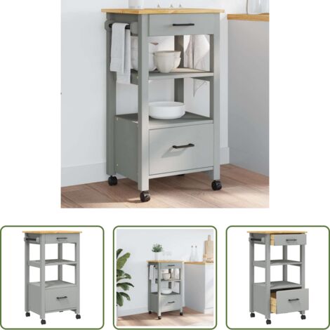 Carrello da cucina in legno -  Carrello da Cucina MONZA 48x40x88,5 cm in Legno Massello di Pino