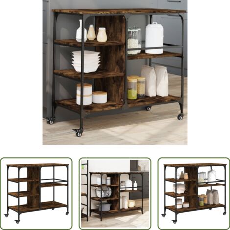 Carrello da cucina in legno -  Carrello da Cucina Rovere Fumo 100x45x89,5 cm Legno Multistrato