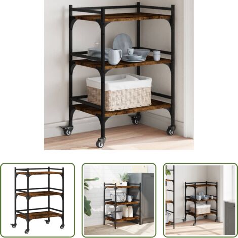 Carrello da cucina in legno -  Carrello da Cucina Rovere Fumo 50x35x75,5 cm Legno Multistrato