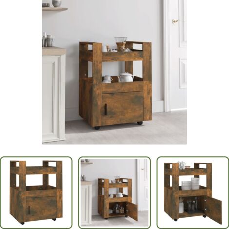 Carrello da cucina in legno -  Carrello da Cucina rovere fumo 60x45x80 cm Legno Multistrato