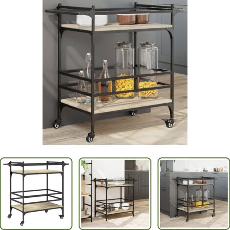 Carrello da cucina in legno -  Carrello da Cucina Rovere Sonoma 82x40x78,5cm Legno Multistrato