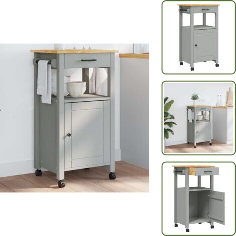 Carrello da cucina in pino - vidaXL Carrello da Cucina MONZA 48x40x88,5 cm in Legno Massello di Pino -