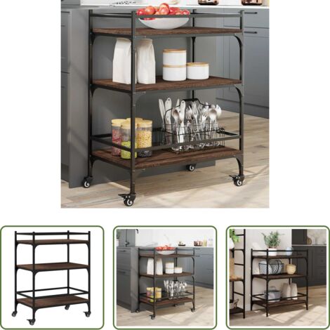 Carrello da cucina marrone -  Carrello Cucina Rovere Marrone 65x40x86,5 cm Legno Multistrato