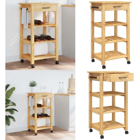 Carrello da Cucina MONZA 48x40x88,5 cm in Legno Massello di Pino - Carrello da cucina in legno - Carrello da cucina in pino