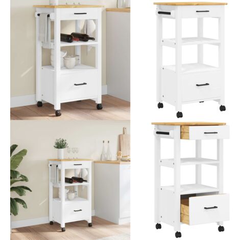 Carrello da Cucina MONZA 48x40x88,5 cm in Legno Massello di Pino - Carrello in legno - Carrello da cucina in legno