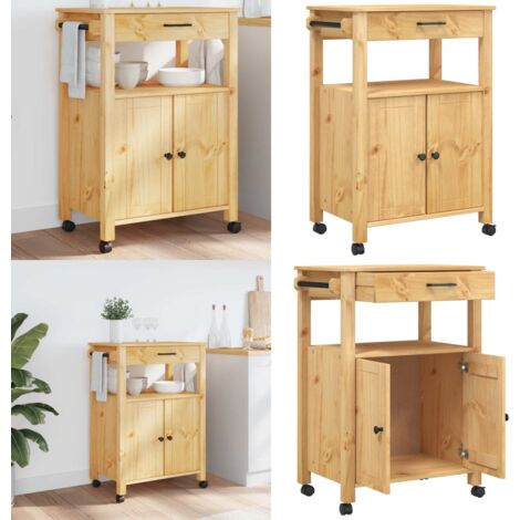 Carrello da Cucina MONZA 60x40x88,5 cm in Legno Massello di Pino - Carrello da cucina - Carrello da cucina in pino