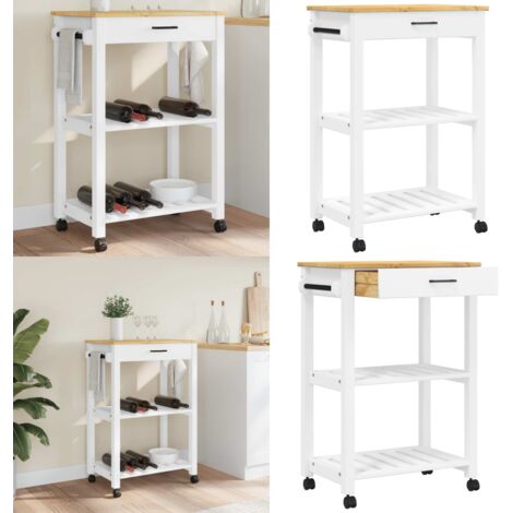 Carrello da Cucina MONZA 60x40x88,5 cm in Legno Massello di Pino - Carrello da cucina in legno - Carrello da cucina in pino