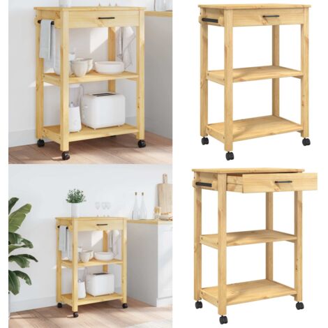 Carrello da Cucina MONZA 60x40x88,5 cm in Legno Massello di Pino - Carrello da cucina in legno - Carrello da cucina in pino