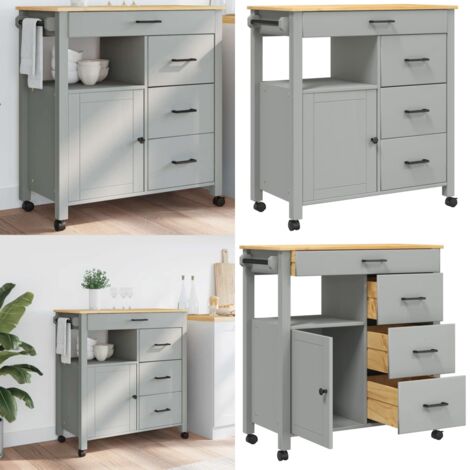 Carrello da Cucina MONZA 84x40x88,5 cm in Legno Massello di Pino - Carrello da cucina in legno - Carrello da cucina in pino
