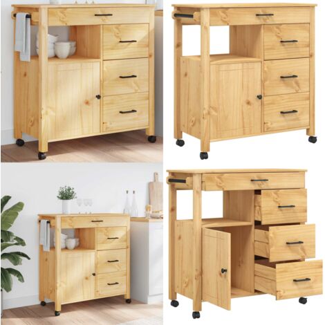Carrello da Cucina MONZA 84x40x88,5 cm in Legno Massello di Pino - Carrello da cucina in legno - Carrello da cucina in pino